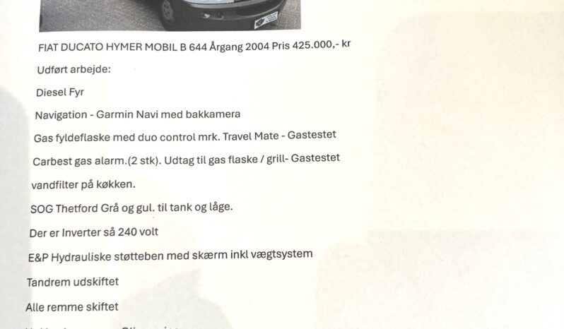 Fiat Øvrige Ducato Hymer Mobil B 644 full