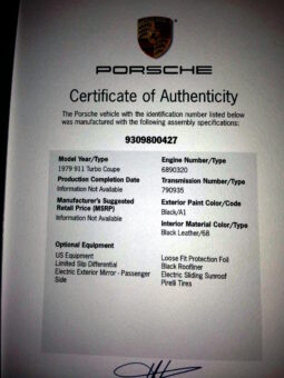 Porsche 911 930 Turbo Manching Numbers full
