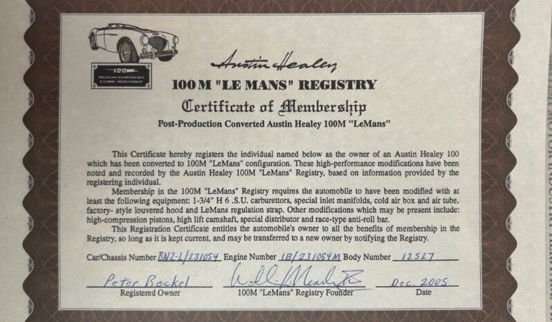 Austin-Healey 100/4 100/4 bn2 ‘Le Mans’ full